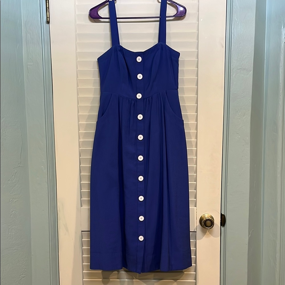 Maeve Blue Sleeveless Square Neck Midi Sundress